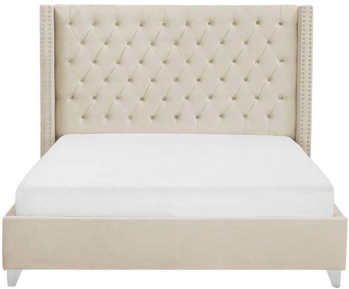 Lit double 140X190 cm PRINCESSE velours sommier inclus