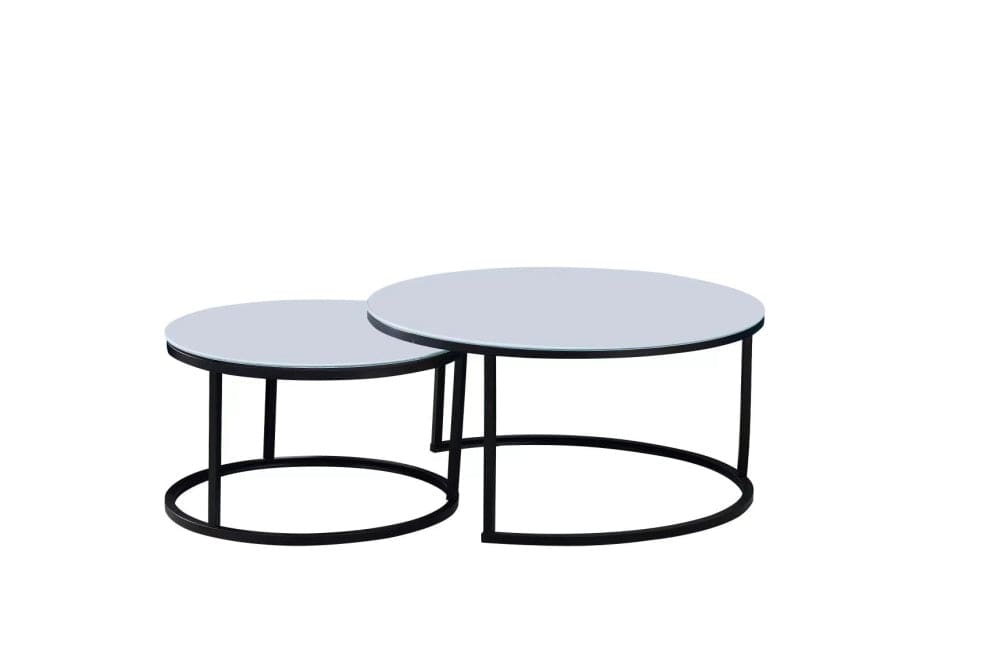 Lot de 2 tables Basses Gigogne ARTO métal noir et plateau en verre