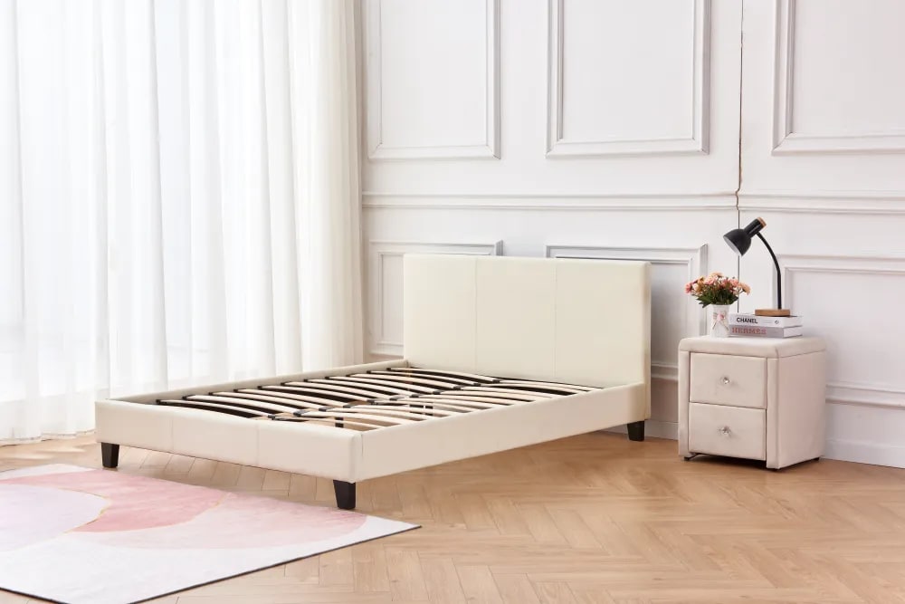 Lit 2 places 160x200 cm MELBOURNE simili cuir avec sommier intégré