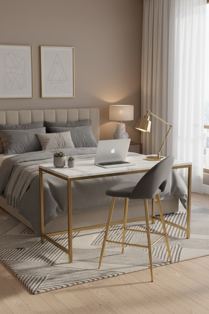 TABOURET DE BAR TEDDY PIED GOLD VELOURS ANTHRACITE