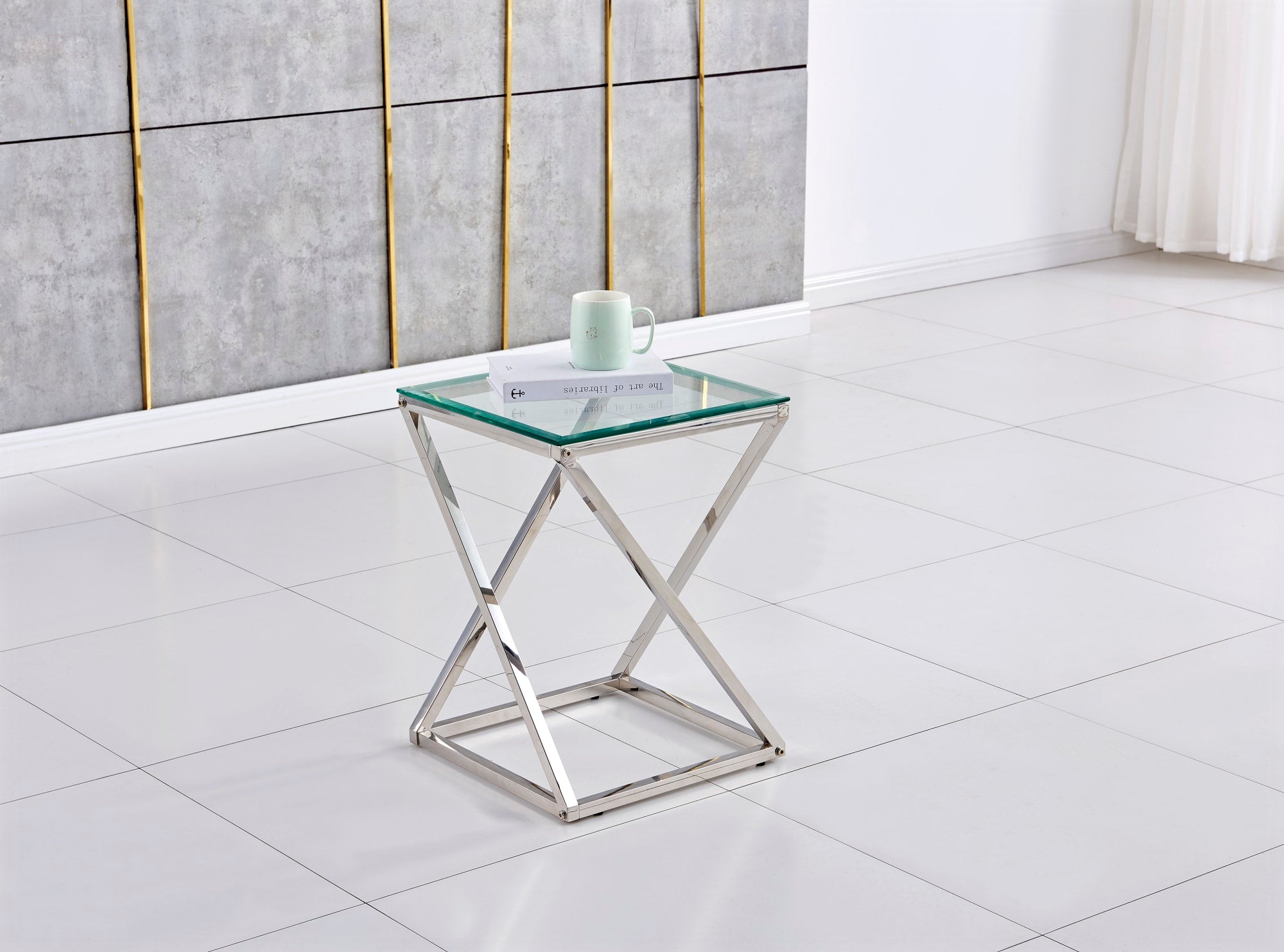 GUERIDON BEVERLY CHROME TRANSPARENT 40x40x55 cm