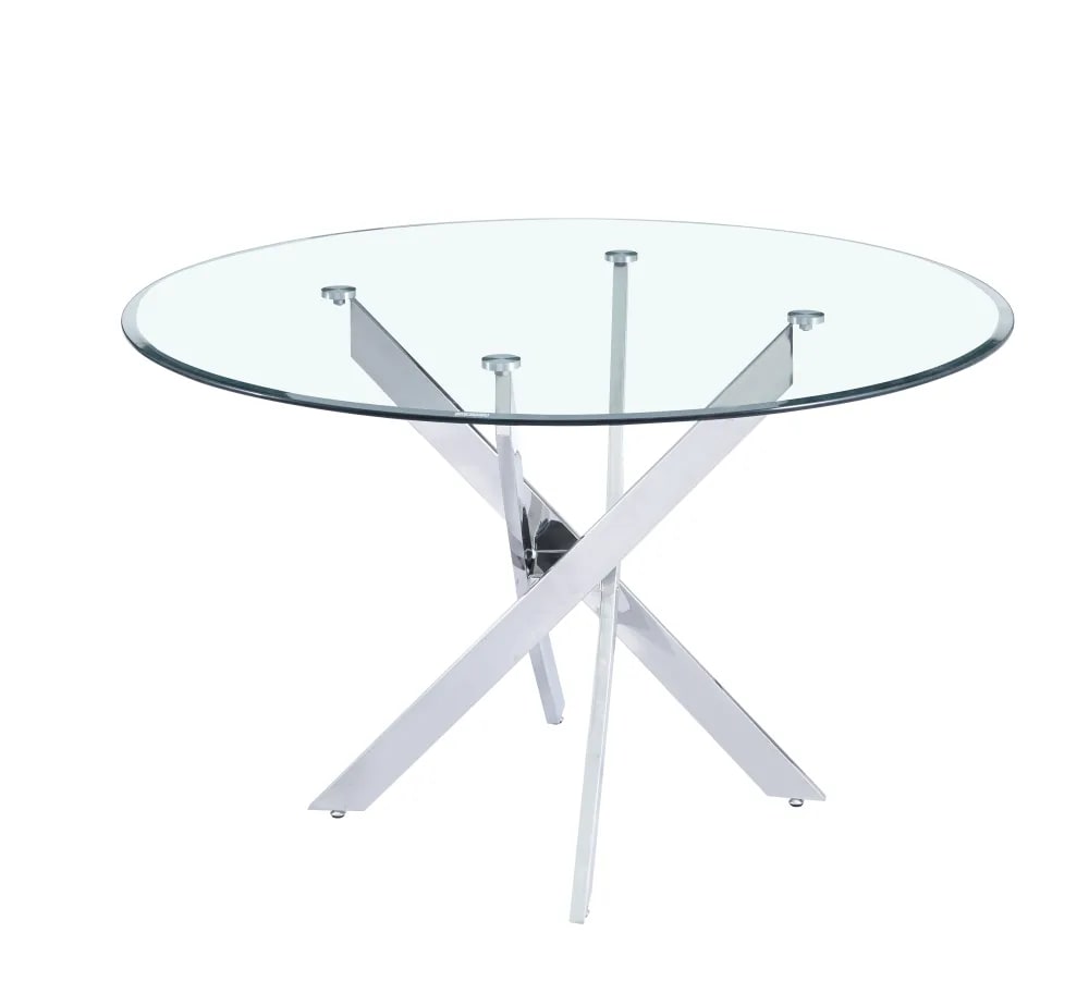TABLE REPAS JESSICA CHROME TRANSPARENT XXL120x75cm