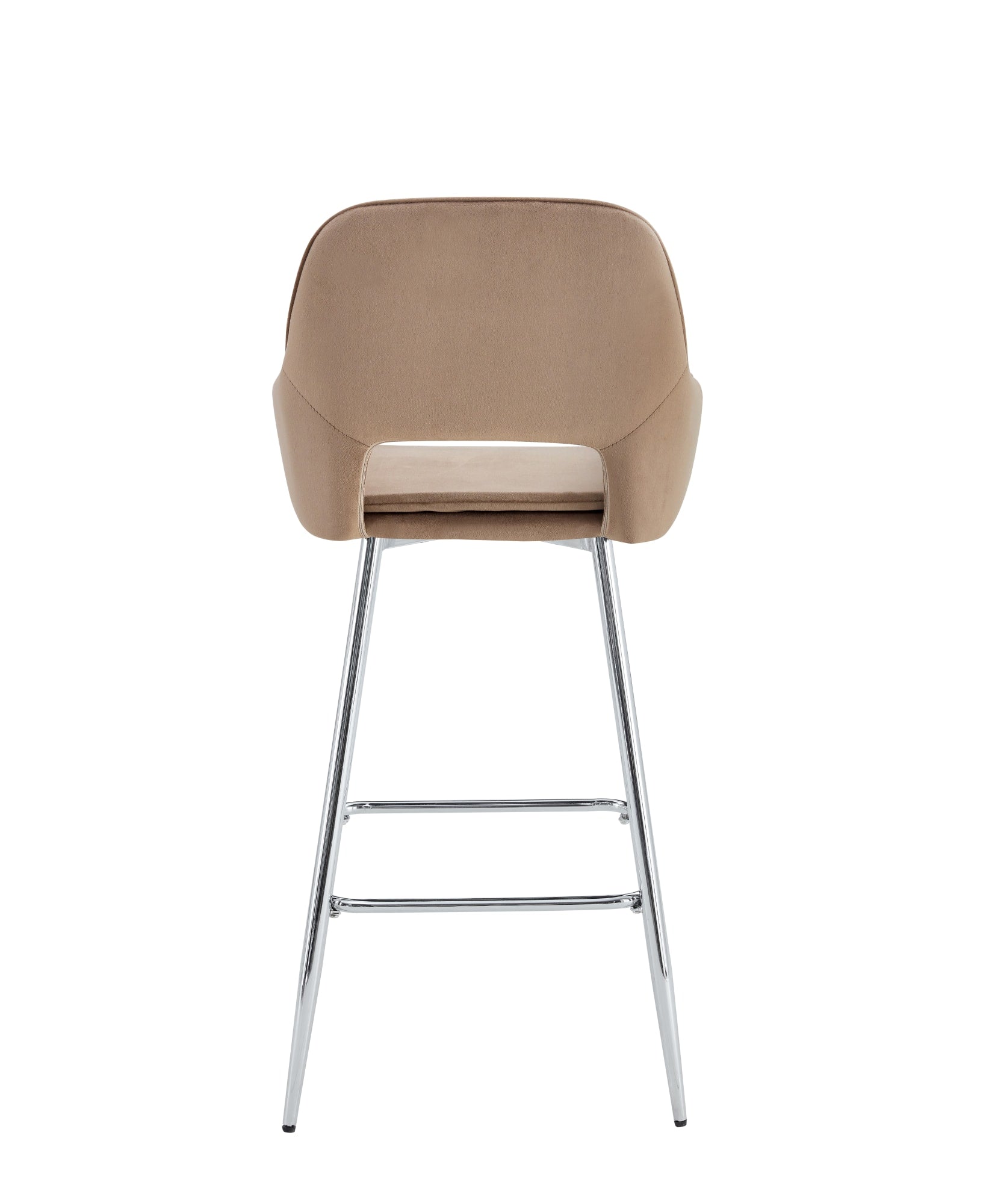 TABOURET DE BAR ATHENA PIED CHROME VELOURS TAUPE