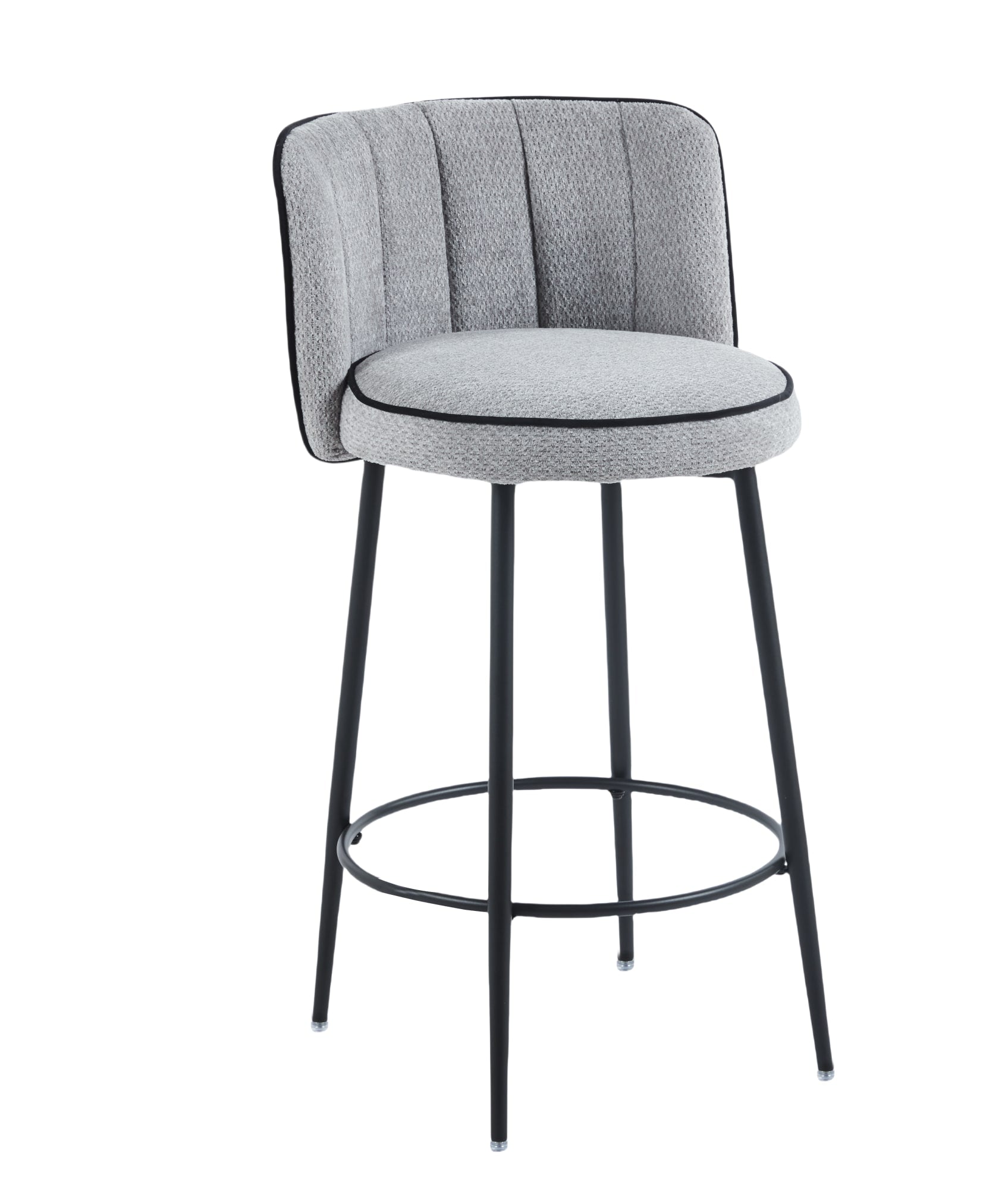 TABOURET DE BAR CATHY PIED METAL NOIR GRIS 3D