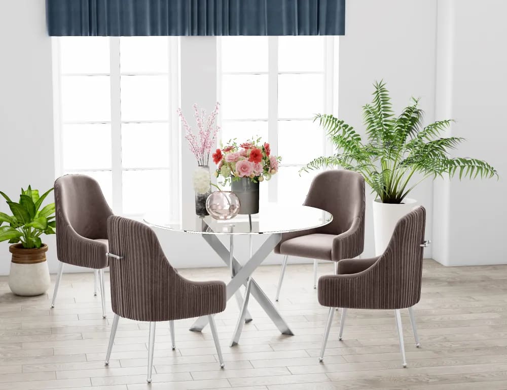 TABLE REPAS JESSICA CHROME TRANSPARENT XXL120x75cm