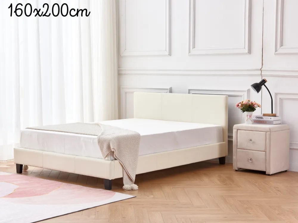 Lit 2 places 160x200 cm MELBOURNE simili cuir avec sommier intégré