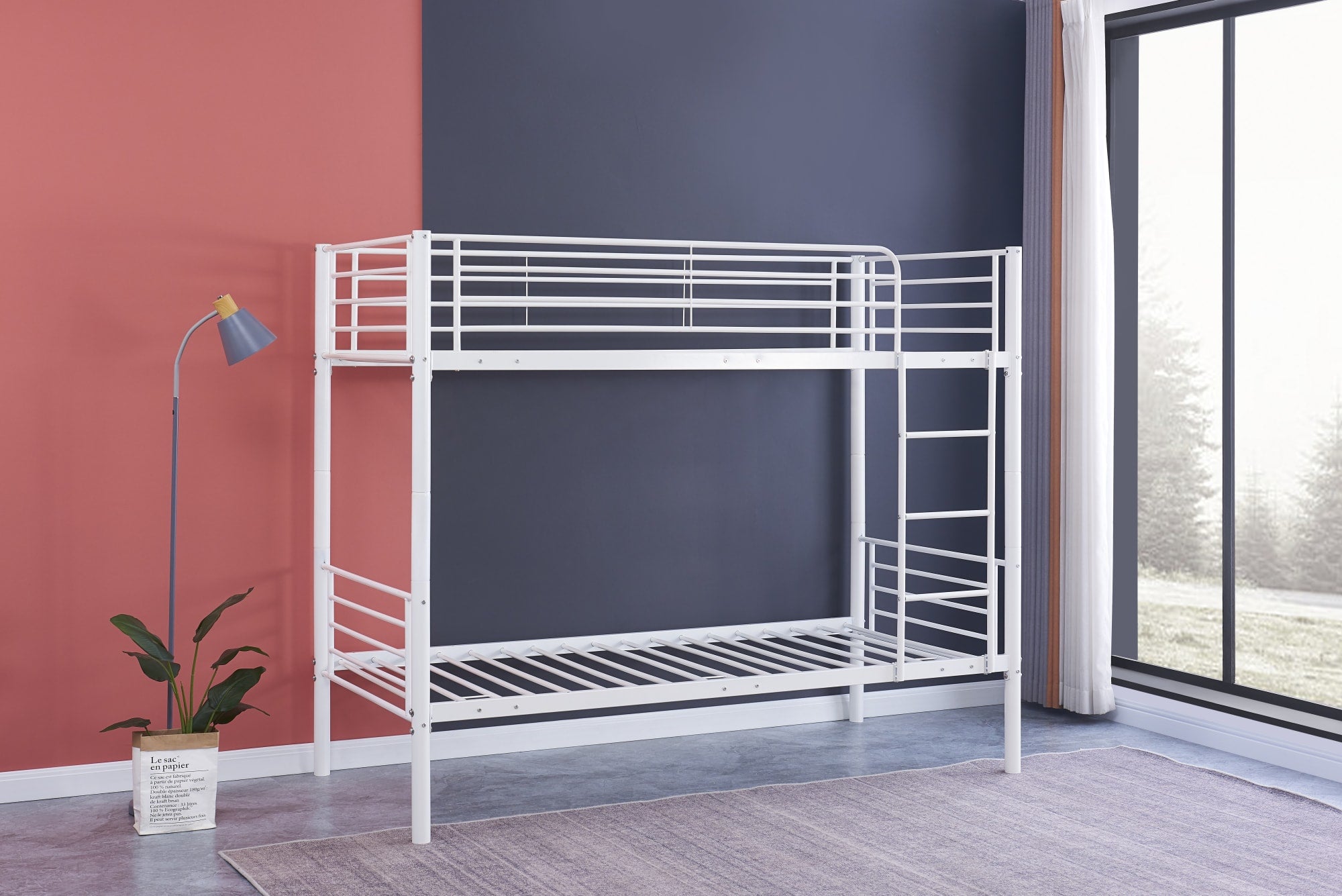 LIT SUPERPOSE SEPARABLE EN METAL LUNA BLANC 90x190 + 90x190cm