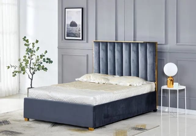 Lit 2 places 140x190 cm TONY velours sommier inclus