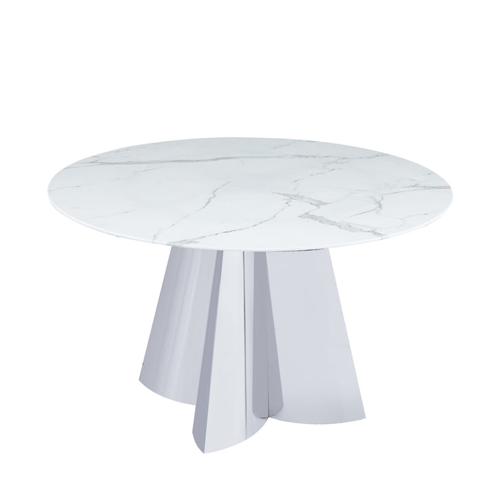 TABLE REPAS CAPUCINE CHROME MARBRE BLANC 130CM