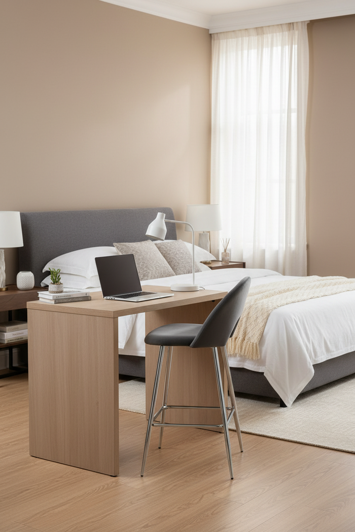 TABOURET DE BAR TEDDY PIED CHROME VELOURS ANTHRACITE