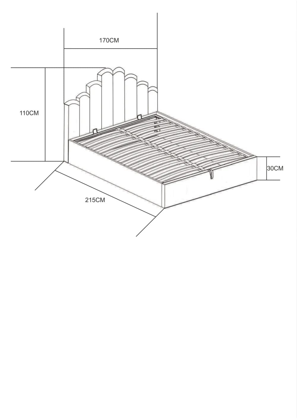 Lit coffre 2 places 160x200 cm DOHA sommier coffre intégré