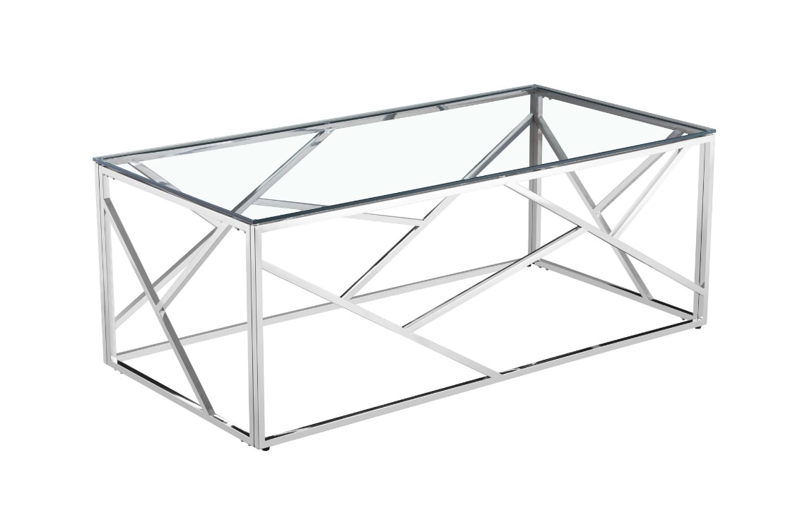 TABLE BASSE GEOMAG INOX TRANSPARENT 120x60x45 cm