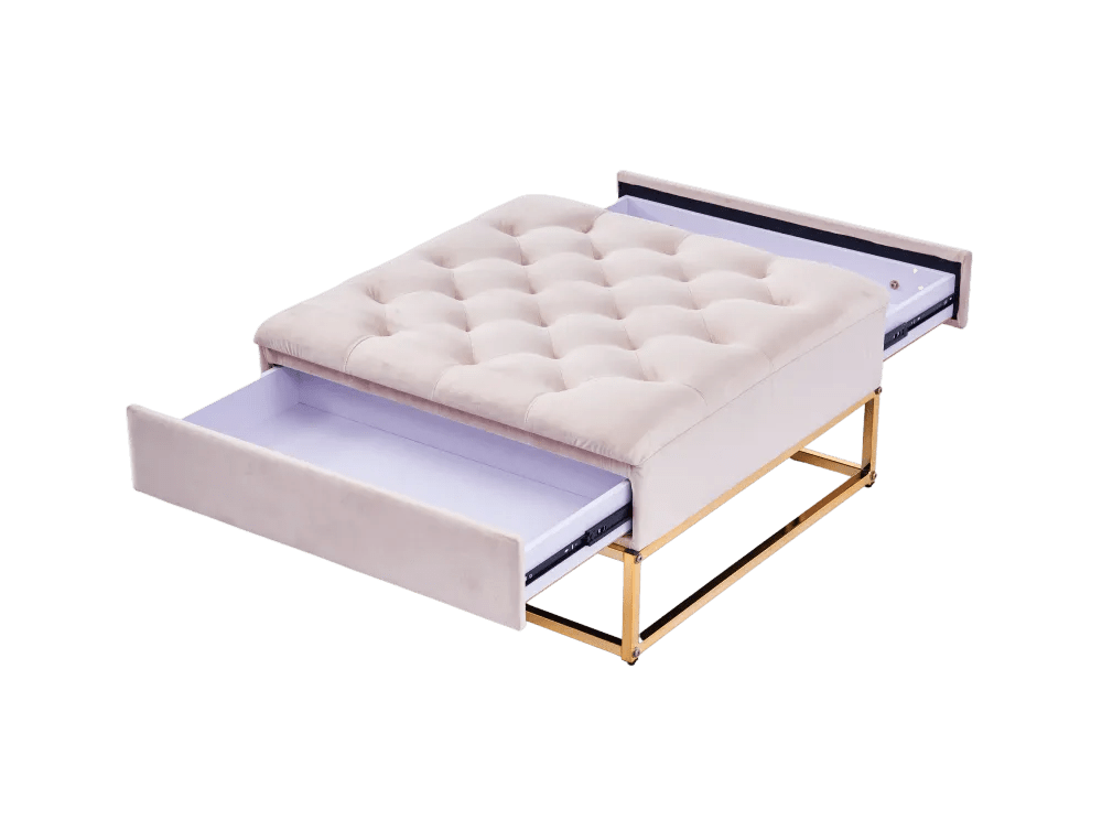 Table Basse rangements TIROIRS plateau velours capitonné