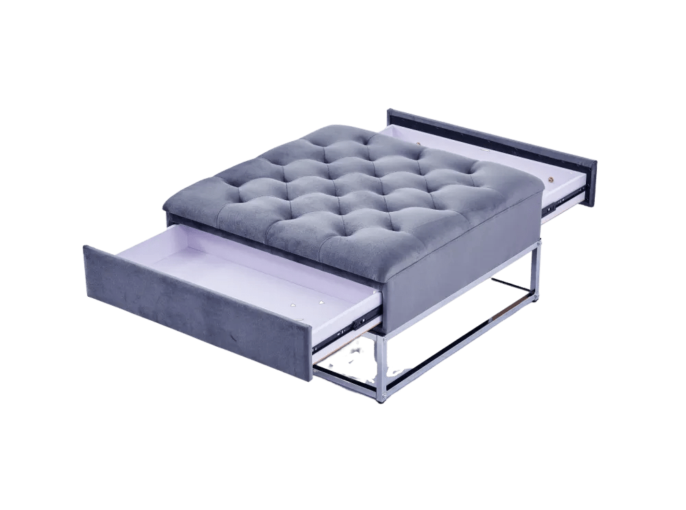 Table Basse rangements TIROIRS plateau velours capitonné