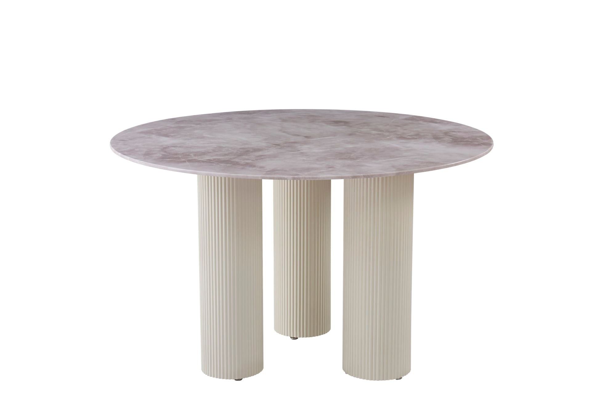 TABLE REPAS ANAÏS PIEDS BEIGE PLATEAU CERAMIQUE MARBRE GRIS 120CM