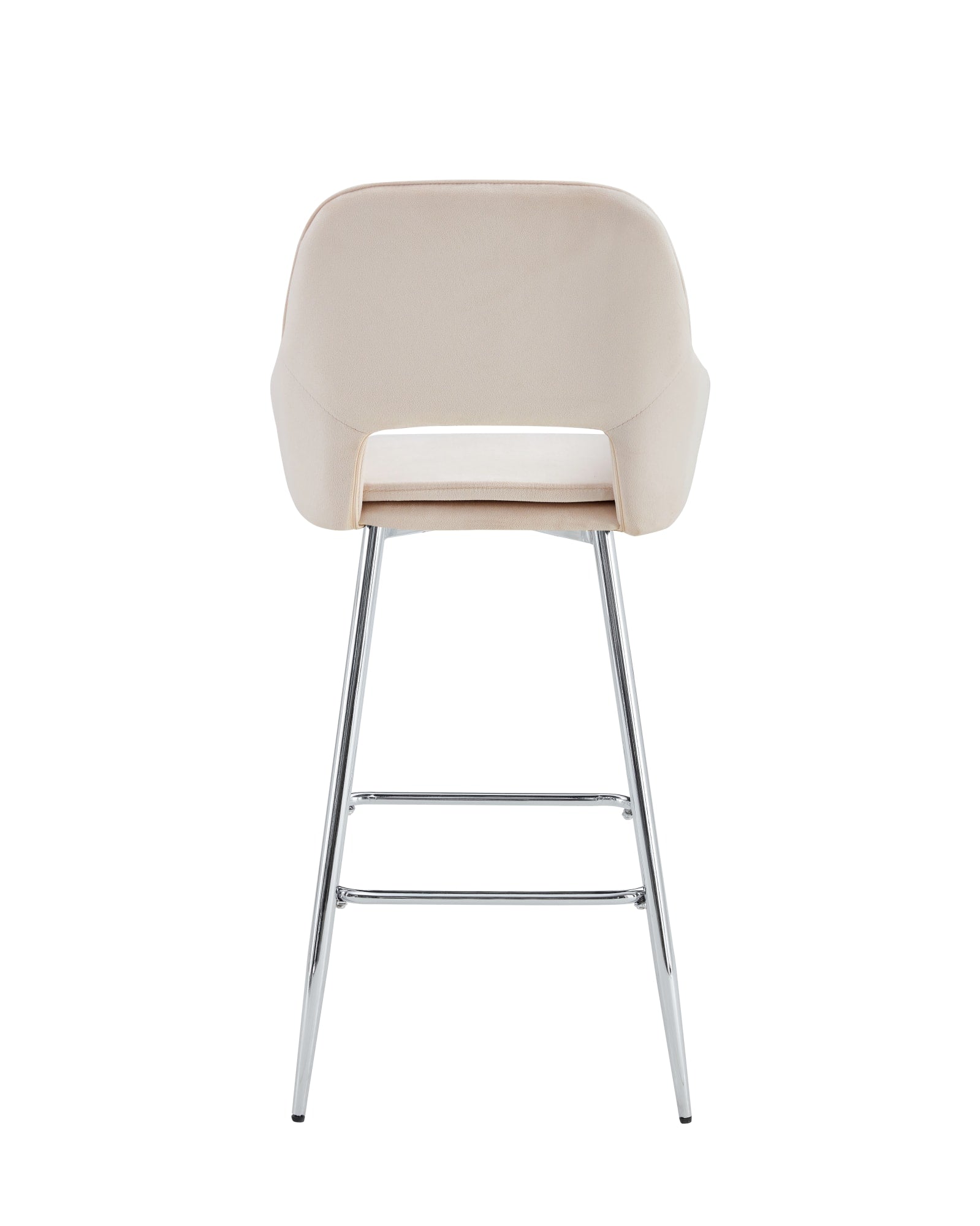 TABOURET DE BAR ATHENA PIED CHROME VELOURS BEIGE