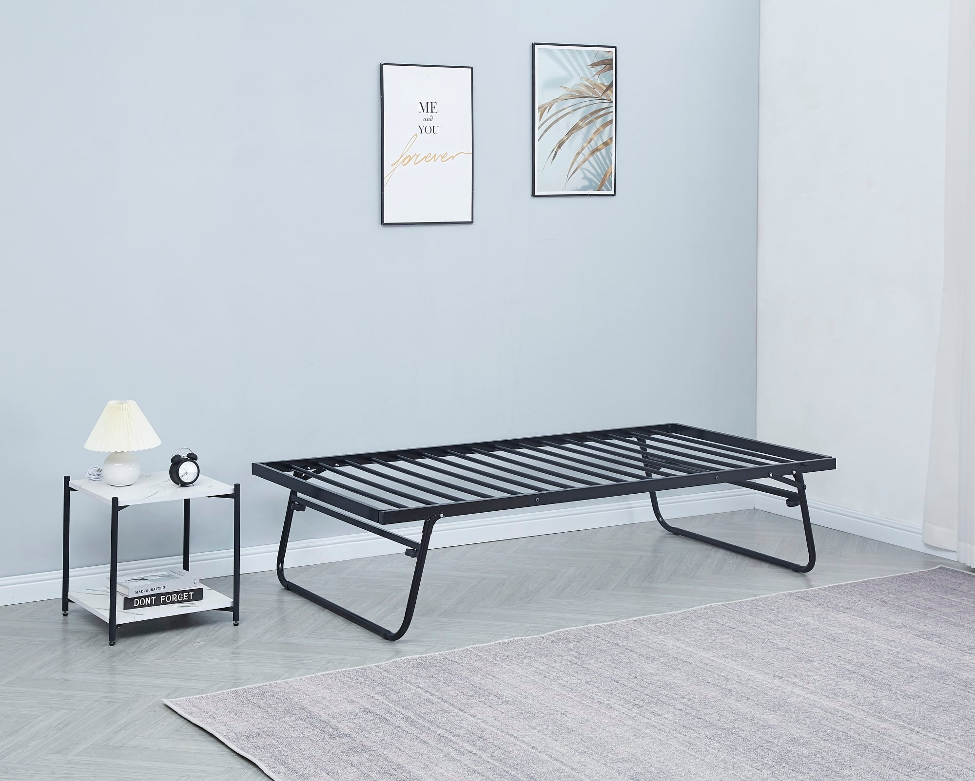 LIT GIGOGNE EN METAL NOIR 90x185cm