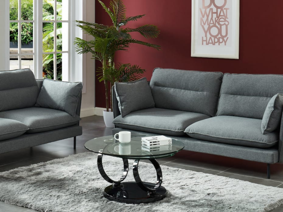 TABLE BASSE AUTOMAT ACIER NOIR TRANSPARENT 70x45 cm