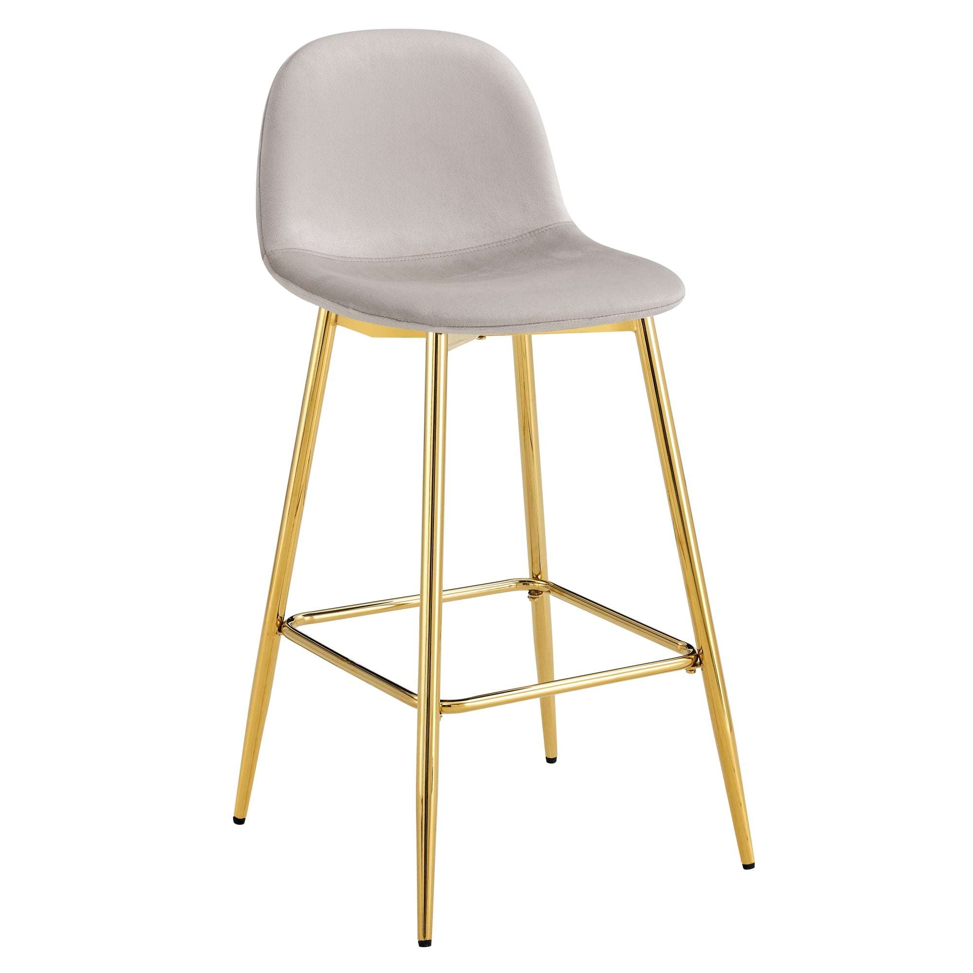 TABOURET DE BAR SCANDINAVE PIED GOLD VELOURS TAUPE