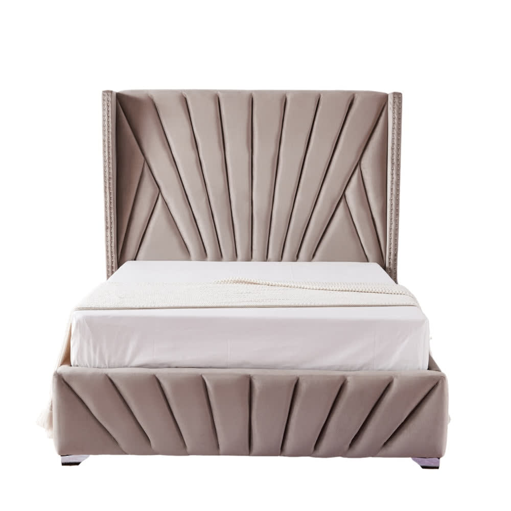 Lit 2 places 180x200cm BONIFACIO Velours sommier intégré