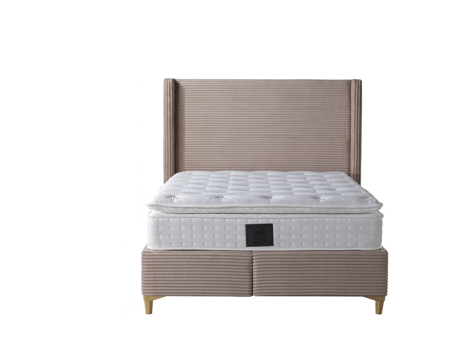 LIT COFFRE VENUS COTELE TAUPE 160X200CM