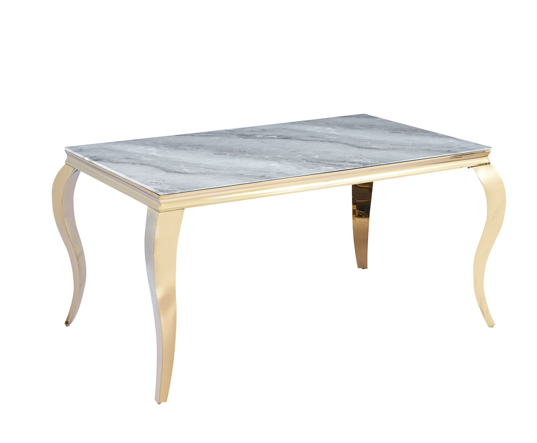 TABLE REPAS BAROQUE GOLD MARBRE GREIGE 180X90X75CM