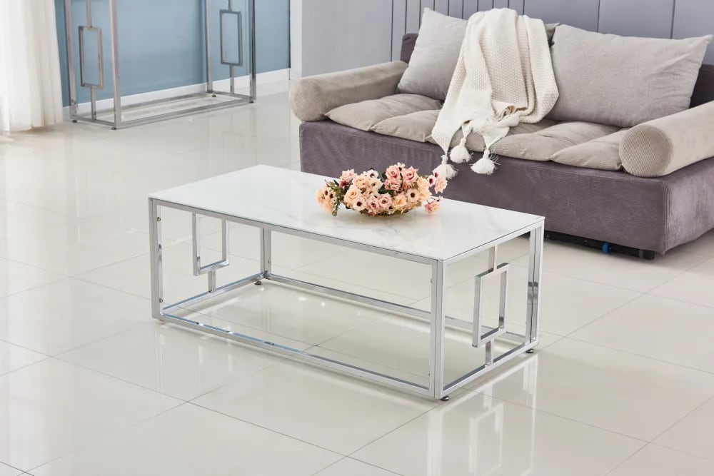 Table basse SOPHIE  pieds Chromé  120 cm