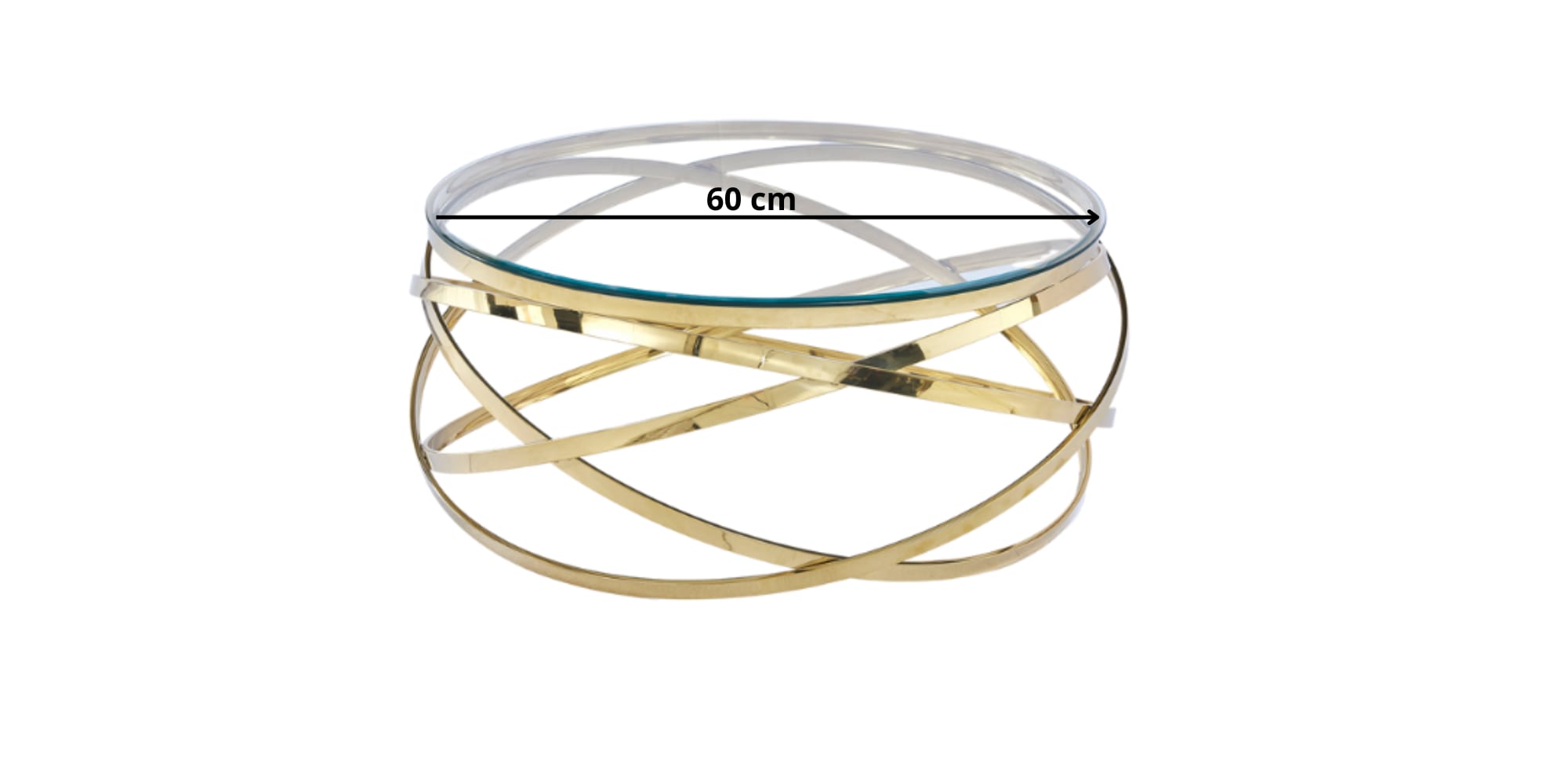 TABLE BASSE EVOL GOLD TRANSPARENT 60 CM