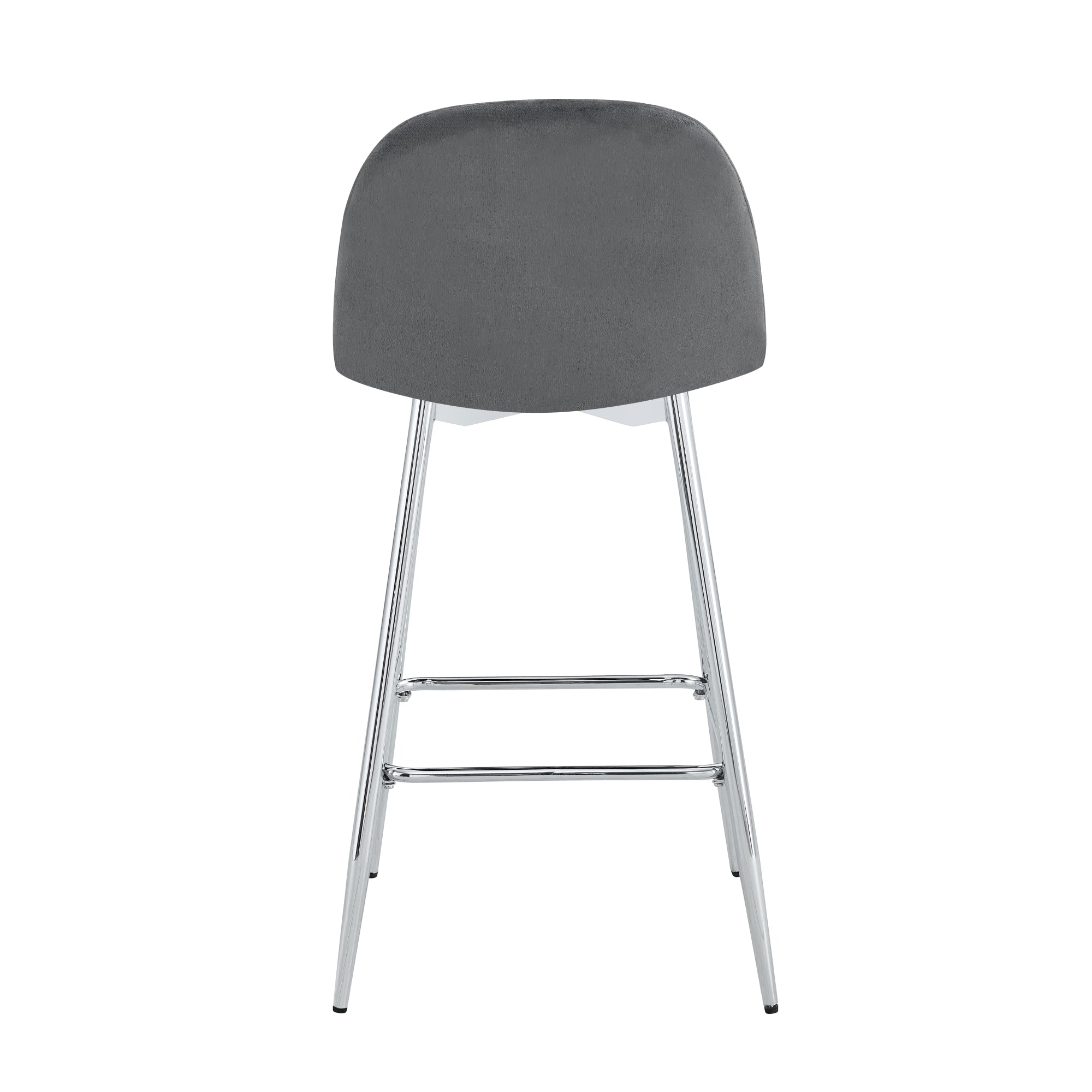 TABOURET DE BAR SCANDINAVE PIED CHROME VELOURS ANTHRACITE