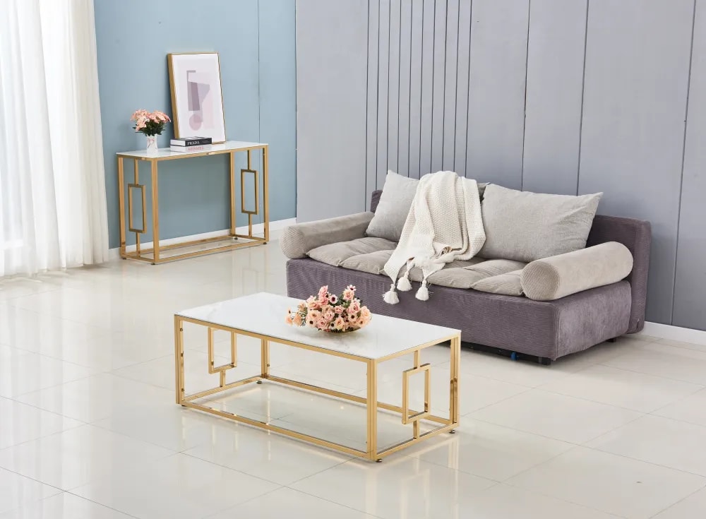 Table basse SOPHIE  pieds Gold  120 cm