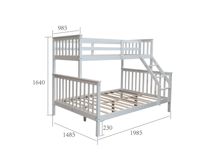 LIT BATNA EN BOIS BLANC 2+1 90x190 +140x190cm