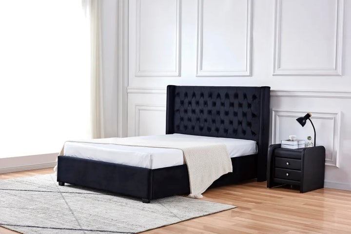 Lit capitonné 160x200 cm ERES en velours sommier inclus