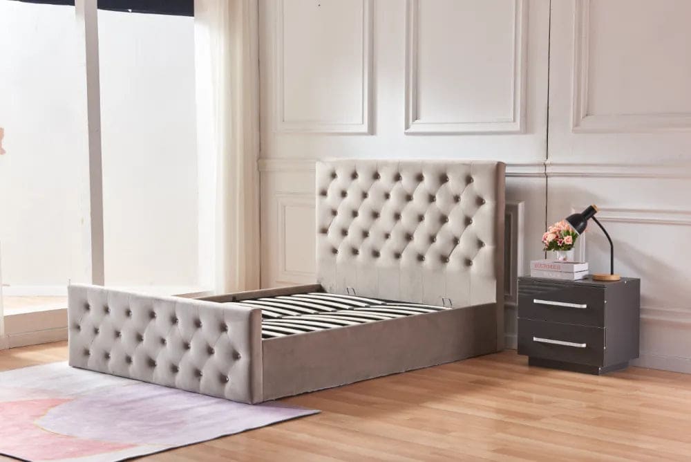 Lit coffre 2 places 140X190 cm VICTORIA Velours