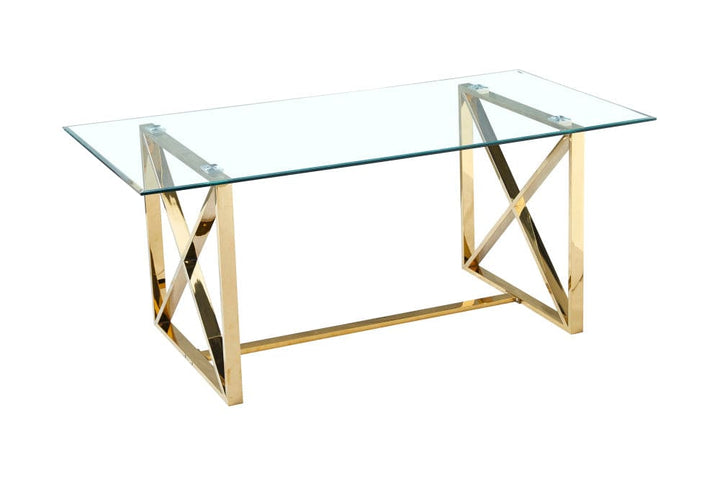 Table à manger KENSY 6 à 8 personnes verre transparent 180x90 cm