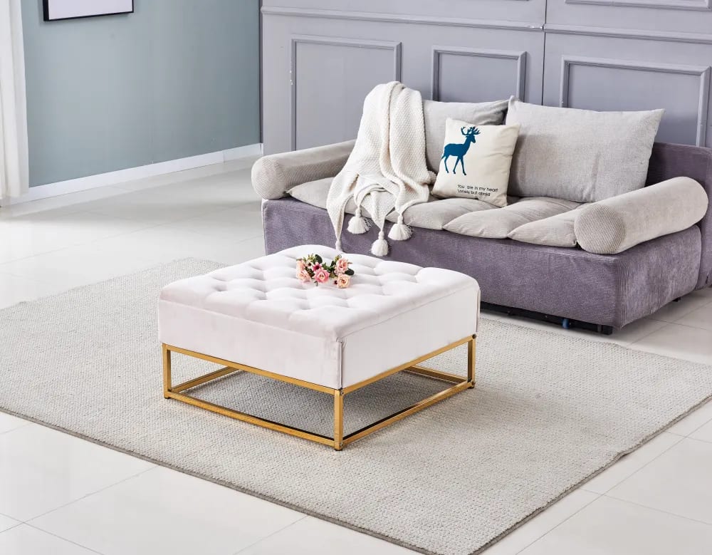 Table Basse rangements TIROIRS plateau velours capitonné