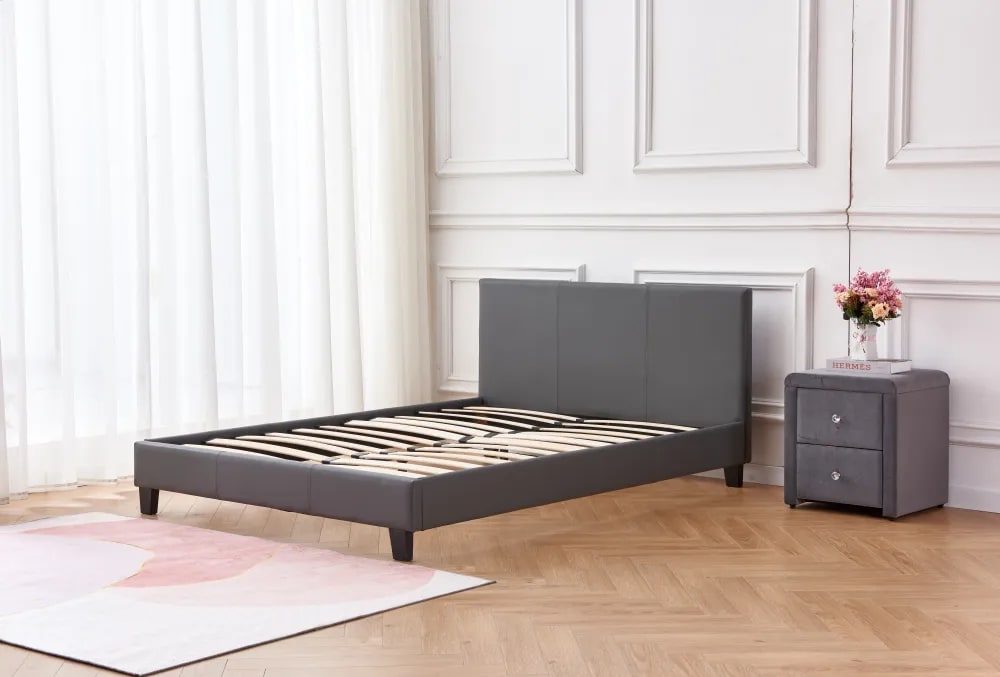 Lit 2 places 160x200 cm MELBOURNE simili cuir avec sommier intégré