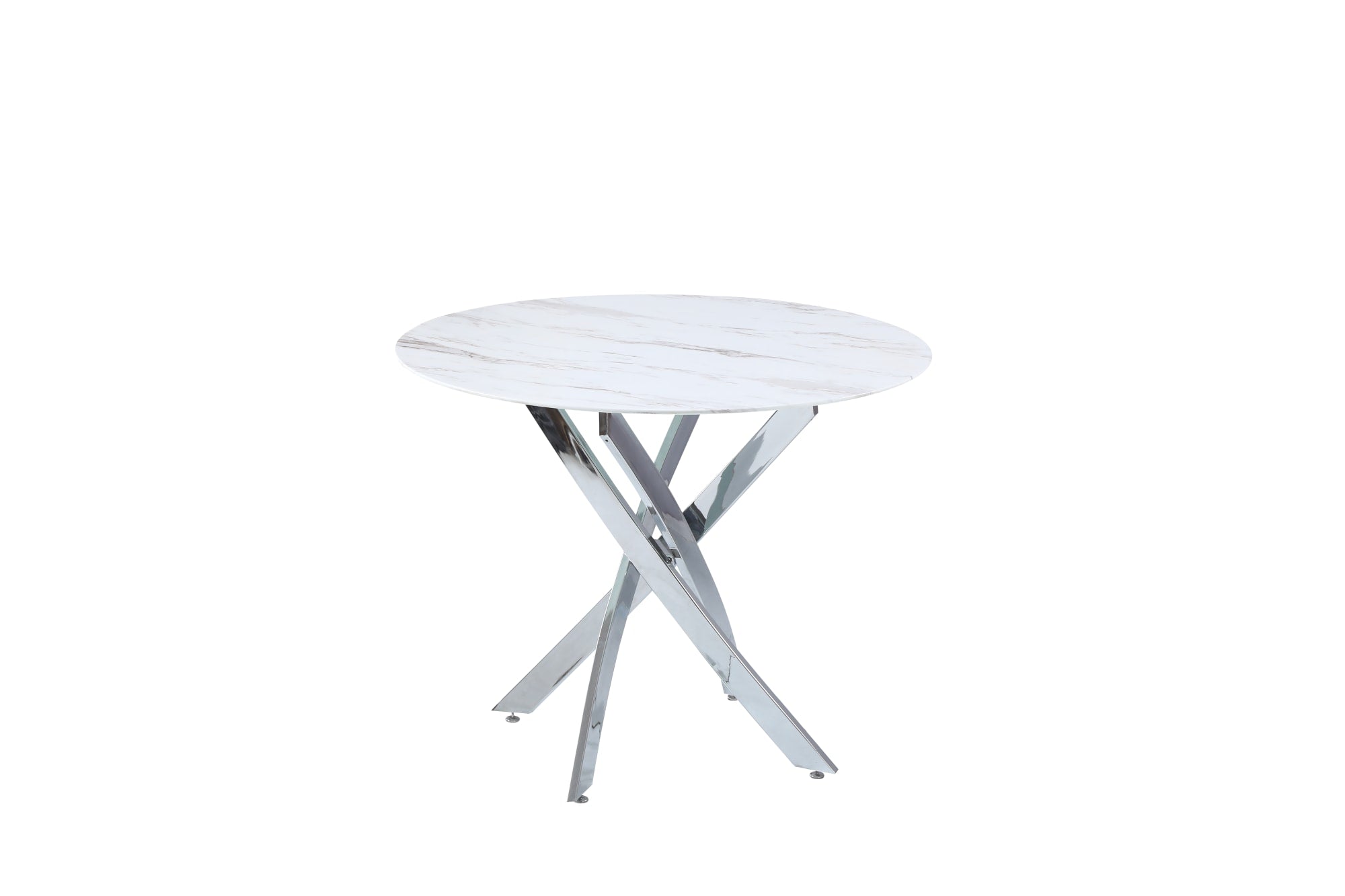 TABLE REPAS JESSICA CHROME MARBRE BLANC XXL120x75cm