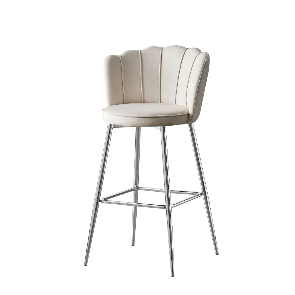 Lot de 2 tabourets de bar NYMPHEA Chrome en velours