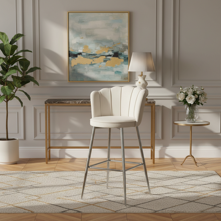 Lot de 2 tabourets de bar NYMPHEA Chrome en velours