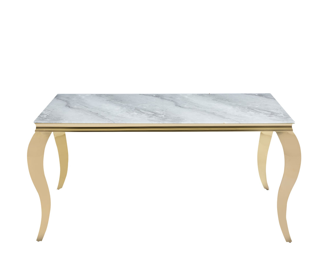 TABLE REPAS BAROQUE GOLD MARBRE GREIGE 180X90X75CM