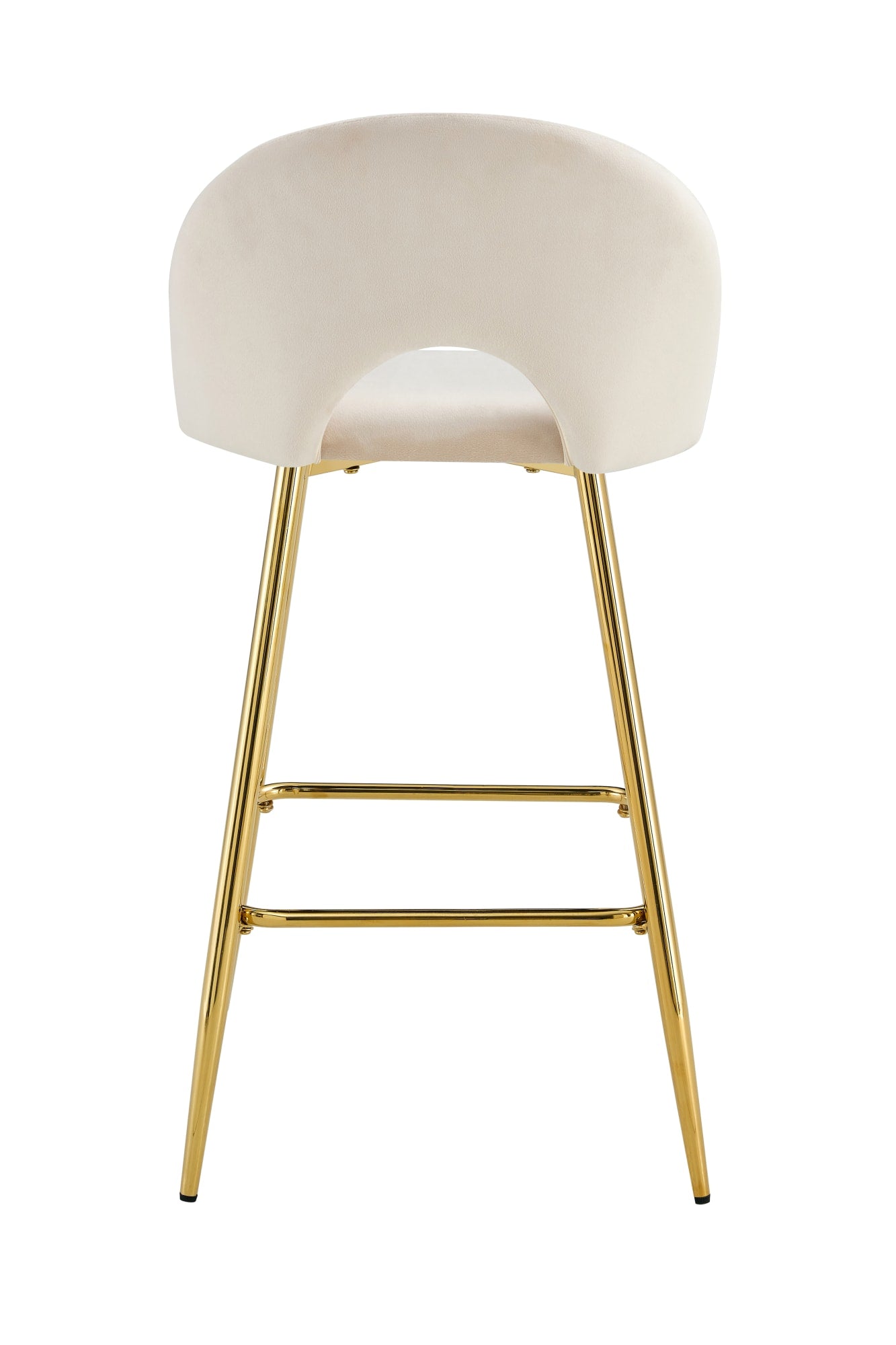 TABOURET DE BAR TEDDY PIED GOLD VELOURS BEIGE