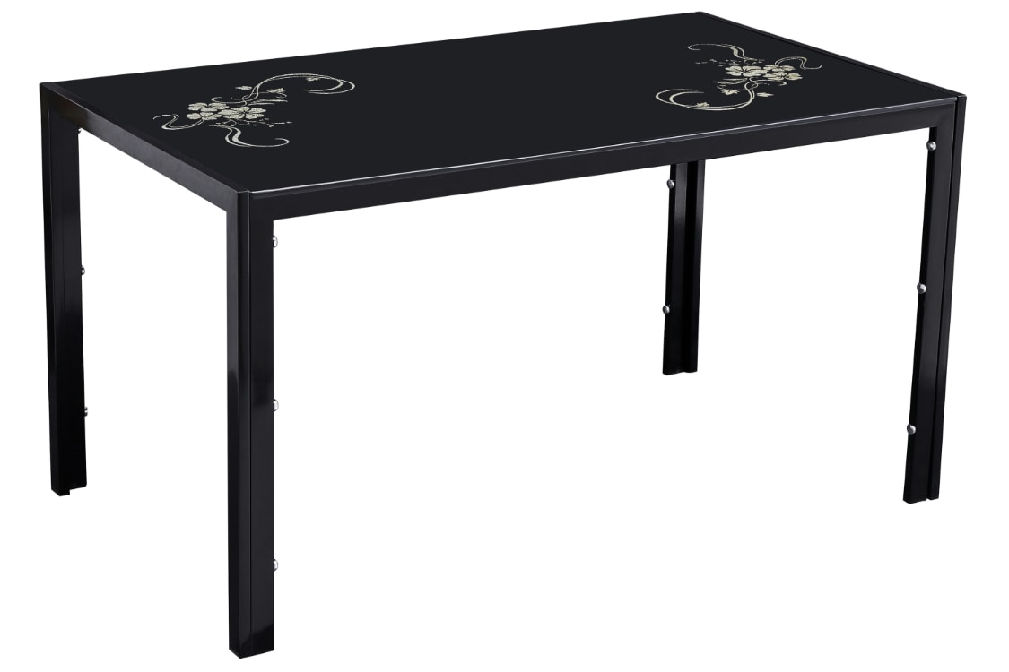 TABLE REPAS JAMIE NOIR FLEURI 140x80x75cm