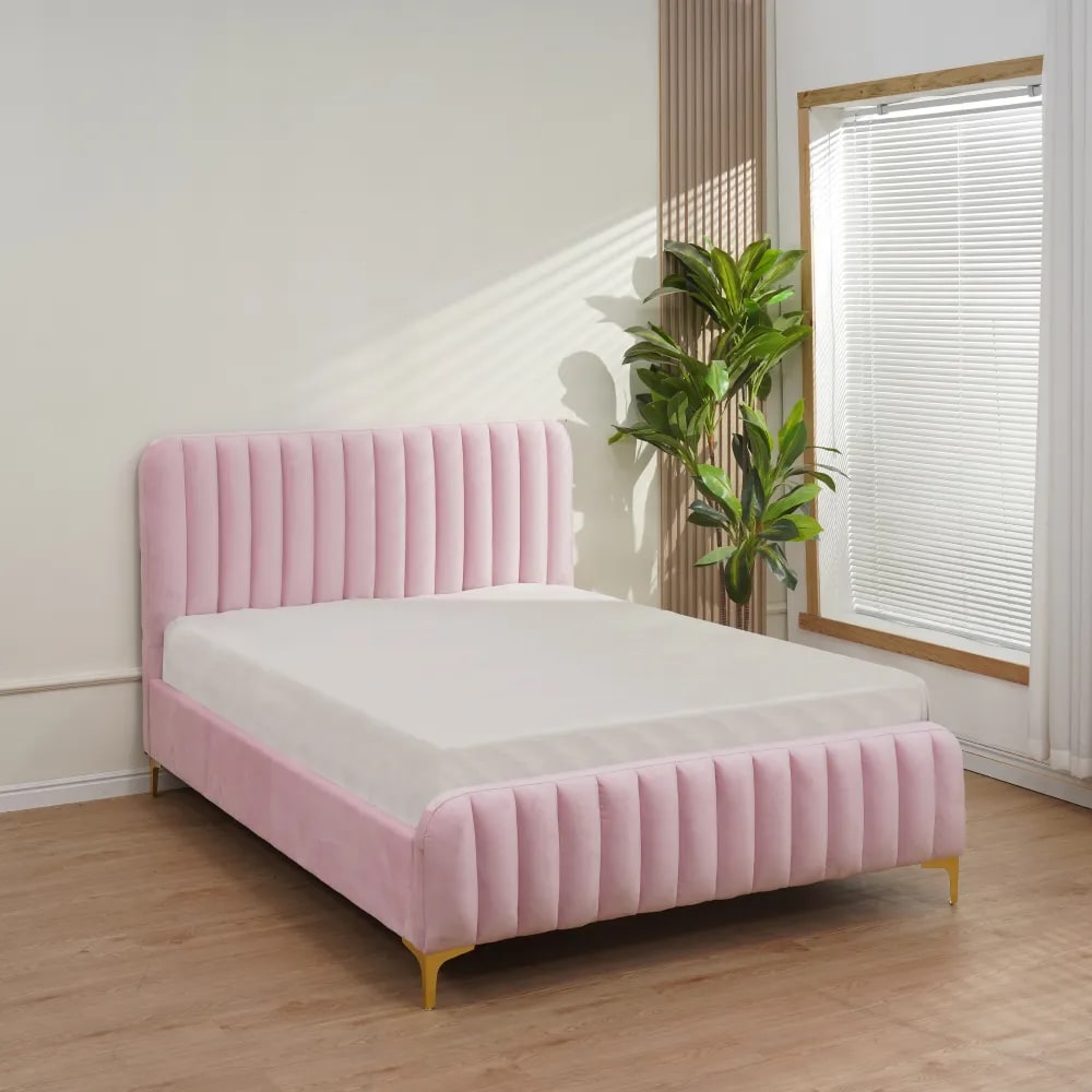 Lit 2 places 160x200 cm FAYE design velours sommier inclus