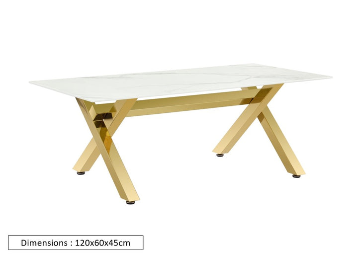 TABLE BASSE IXE GOLD MARBRE BLANC 120x60x45cm