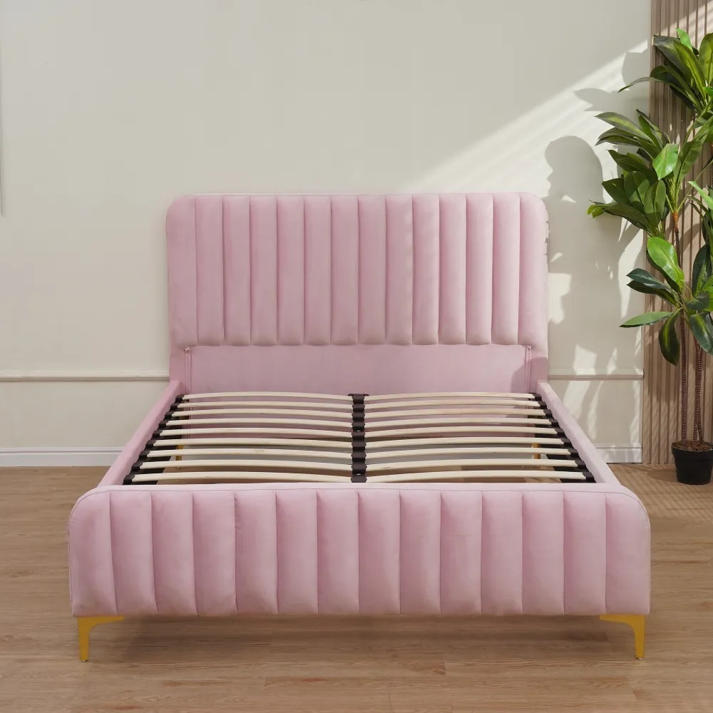 Lit 2 places 140x190 cm FAYE design velours sommier inclus