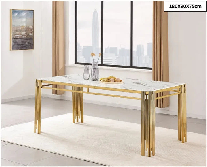 Table à manger FLUTE Gold Plateau en verre