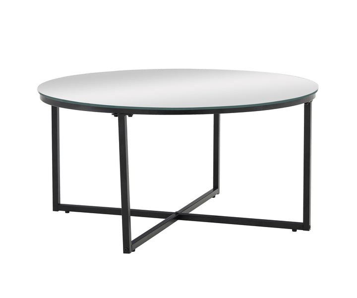 TABLE BASSE LORIE PIED METAL NOIR MIROIR 90CM