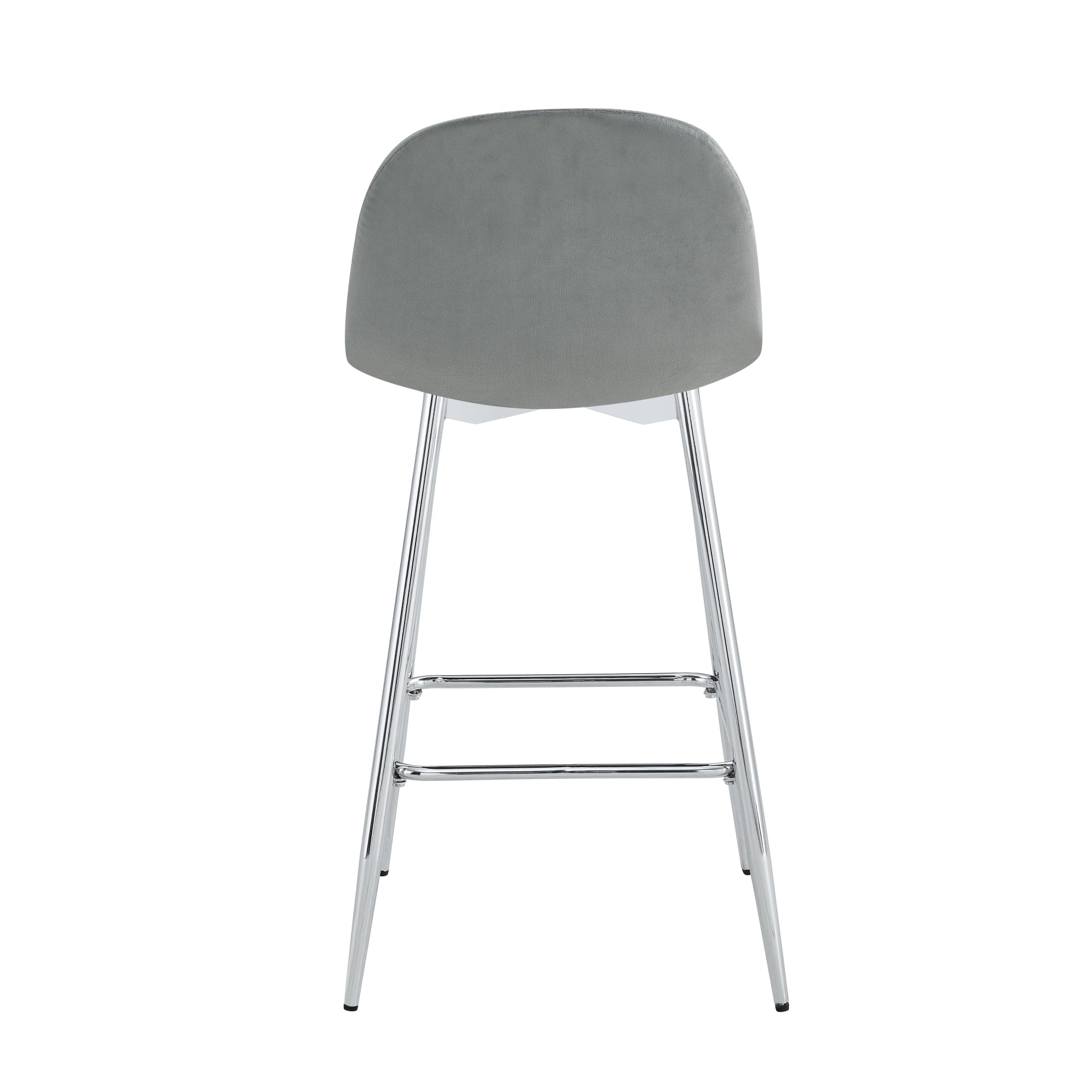 TABOURET DE BAR SCANDINAVE PIED CHROME VELOURS GRIS