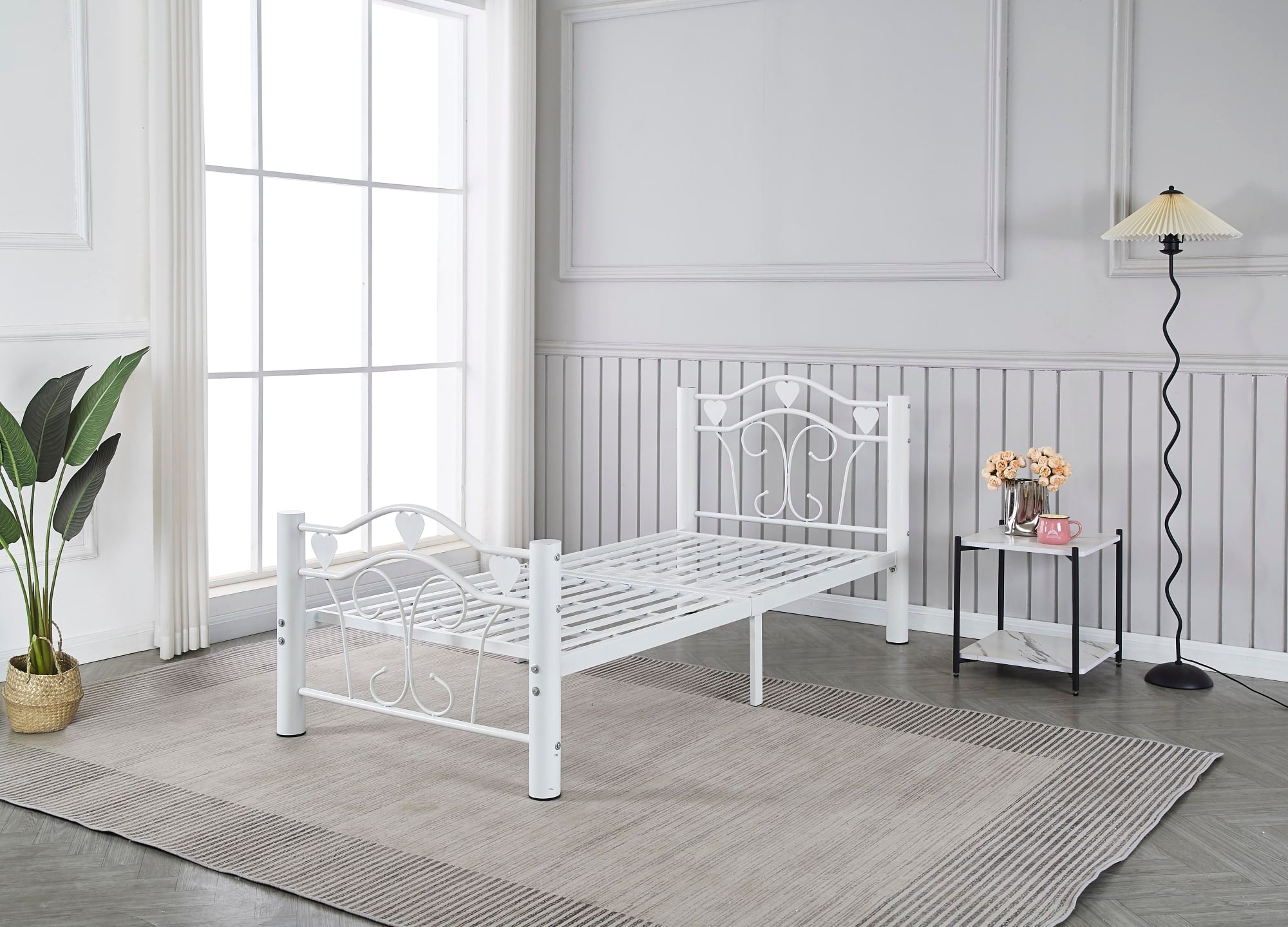 LIT METAL HERCULE BLANC 90X190cm