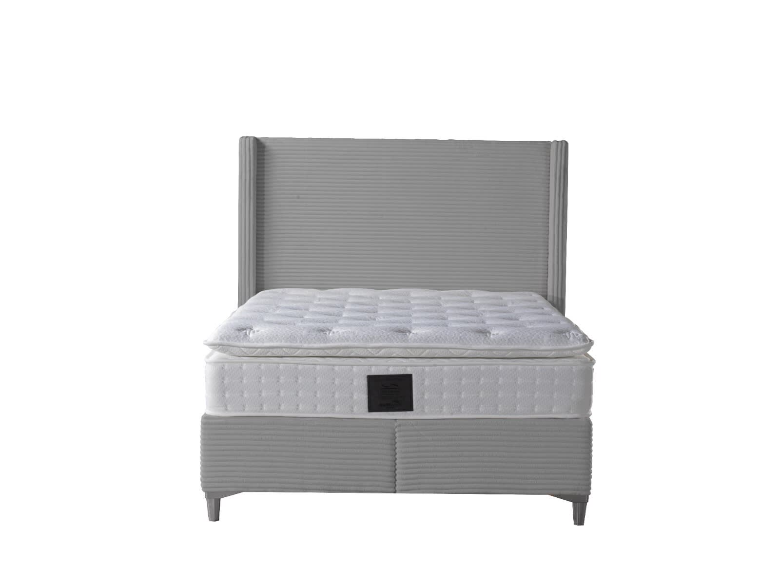 LIT COFFRE VENUS COTELE GRIS 140X190CM